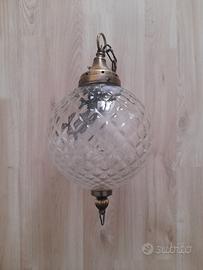 Lampadario vintage sfera vetro lavorato anni 60