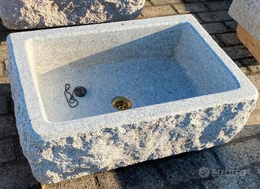 Lavandino lavello in pietra, vasca e sgocciolatoio 90 cm (seconda scelta) -  MONDOPIETRA