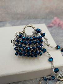 collana handmade con ciondolo mini bag blu 
