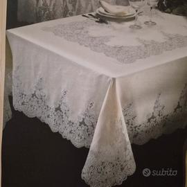 Tovaglia per 12 Laura Fontana puro lino 100% Pizzo