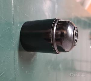 6 Portalampada nero, attacco E27 liscio