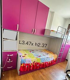 Letto a castello fucsia a 2 letti