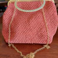 pochette clic clac colore corallo con lurex