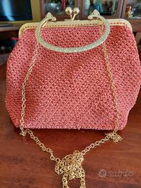 pochette clic clac colore corallo con lurex