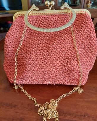 pochette clic clac colore corallo con lurex