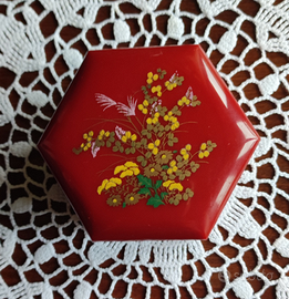 Scatoletta/portagioie in plastica bordeaux, con mi