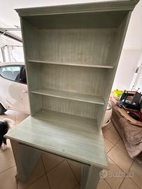 Scrivania con libreria color verde acqua