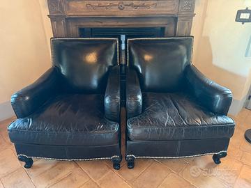 Dialma Brown coppia di poltrone pelle nera vintage