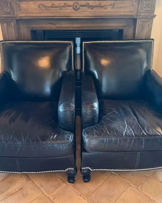 Dialma Brown coppia di poltrone pelle nera vintage