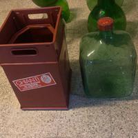 Damigiana quadrata bocca larga e bottiglioni