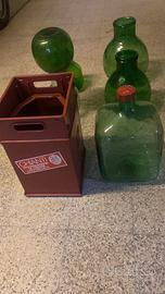 Damigiana quadrata bocca larga e bottiglioni