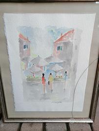 acquarello su carta dipinto a mano