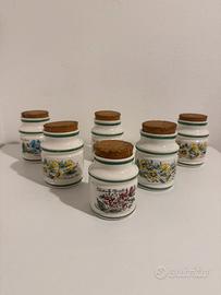 sei barattoli in ceramica,