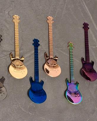 7 cucchiaini dessert chitarra elettrica multicolor