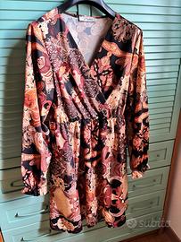 Vestito donna arancione e nero