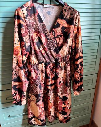 Vestito donna arancione e nero