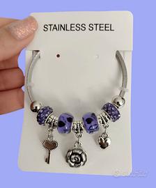 Bracciale donna con ciondoli. Modello Pandora chic