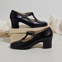 Scarpe T-strap Vintage pelle nera Creazioni Pigior