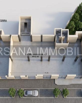 Locale commerciale 115 mq 2 vetrine fronte strada