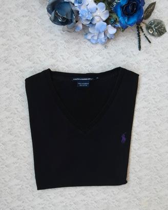 T-Shirt- Ralph Lauren-TG M-Nero-Donna-Slim Fit!