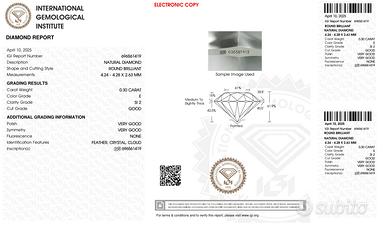 1 pcs Diamante (Naturale) - 0.30 ct - Rotondo - E