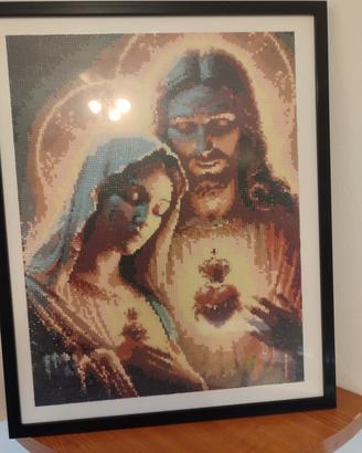 quadro religioso eseguito con perline 