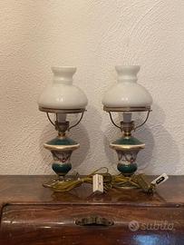 Coppia lampade ottone e ceramica