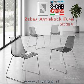 SET 4 Sedie SCAB DESIGN ZEBRA Policarbonato Fumè