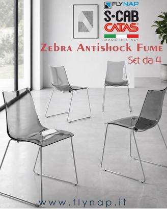 SET 4 Sedie SCAB DESIGN ZEBRA Policarbonato Fumè