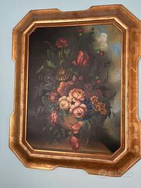 Quadro olio su tela fiori