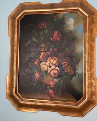 Quadro olio su tela fiori