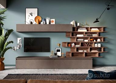 Parete attrezzata 276x40x170 cm, Bronzo e Mercure