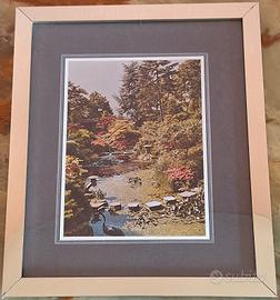 Quadro Lamina Metallo Airone Giardino 28x33 Vintag