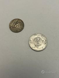 2 monete da 5 Lire Italia 1926 (argento) e 1950