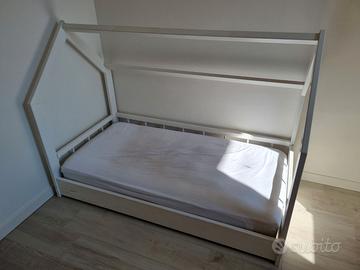 letto in legno casetta scandinavo nordico 160x80