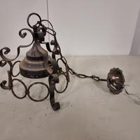 LAMPADARIO FERRO BATTUTO DA SOFFITTO ALTO 88 CM