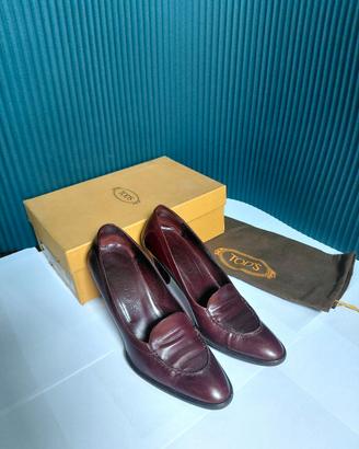 Tod's décolleté Vintage  anni 90 pelle Bordeaux 