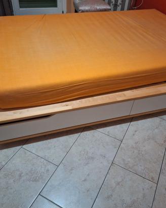 Letto con cassetti betulla/bianco 140 x 200