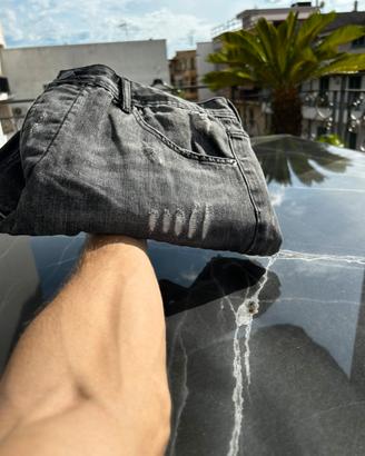 Jeans nero da uomo, con strappi, Bruno Leoni