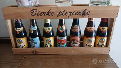 Cassetta in legno porta birre Leffe o singole