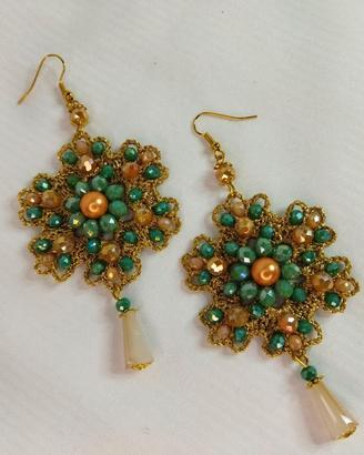 orecchini ad uncinetto realizzati a mano