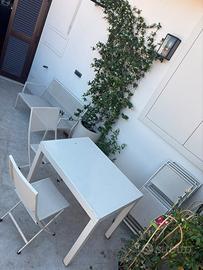 Set panchina, sedie, tavolo allungabile da esterno