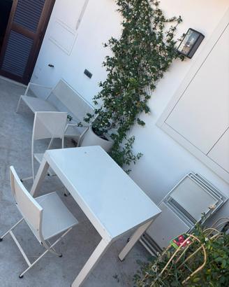 Set panchina, sedie, tavolo allungabile da esterno
