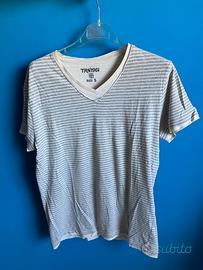 T-shirt a righe panna e grigio Terranova, taglia S