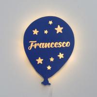 Lampada palloncino in legno – Nome personalizzato