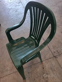 4 sedie plastica verde
