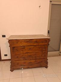 Mobile d'epoca - cassettiera con mensola in marmo