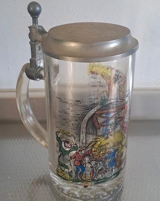 bicchiere della birra con pletro vintage h 19cm