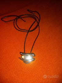 Collana Breil ciondolo acciaio e filo in caucciù