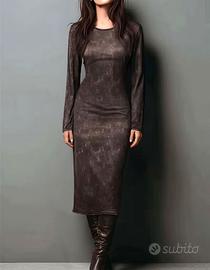 Abito Midi Slim-Fit a Collo Tondo Stile Elegante